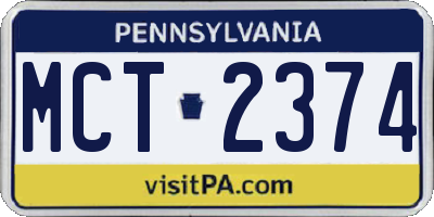 PA license plate MCT2374