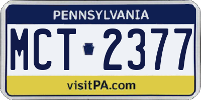 PA license plate MCT2377