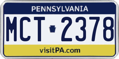 PA license plate MCT2378