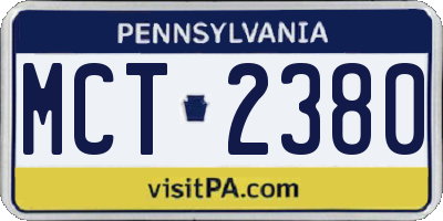 PA license plate MCT2380