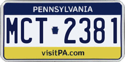 PA license plate MCT2381