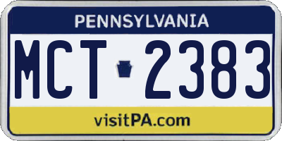 PA license plate MCT2383