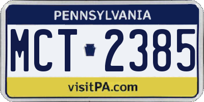 PA license plate MCT2385