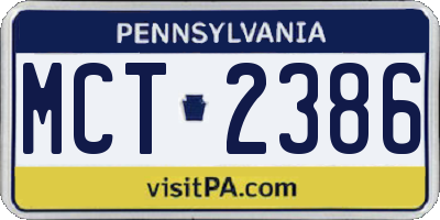 PA license plate MCT2386