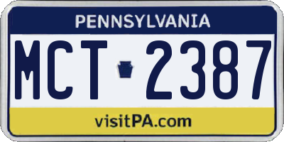 PA license plate MCT2387