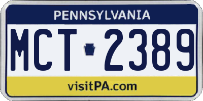 PA license plate MCT2389