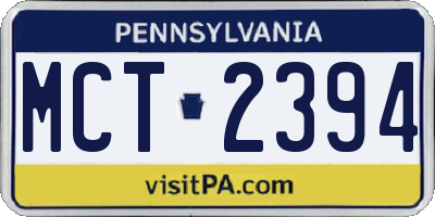 PA license plate MCT2394