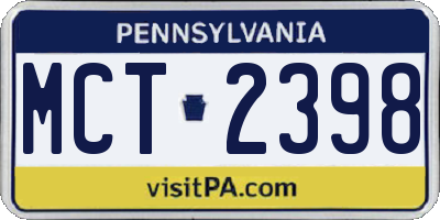 PA license plate MCT2398