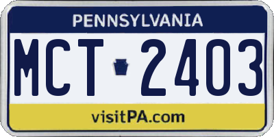 PA license plate MCT2403