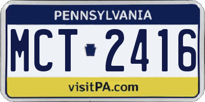 PA license plate MCT2416