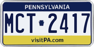 PA license plate MCT2417