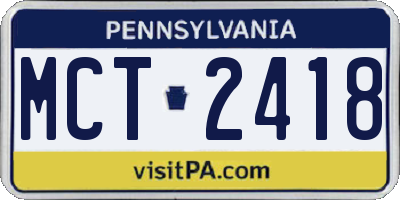 PA license plate MCT2418