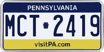 PA license plate MCT2419