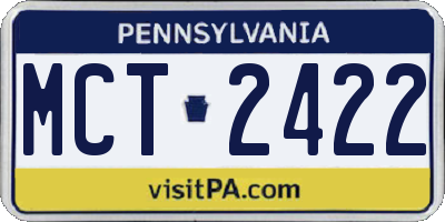 PA license plate MCT2422