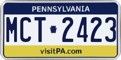 PA license plate MCT2423