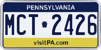 PA license plate MCT2426