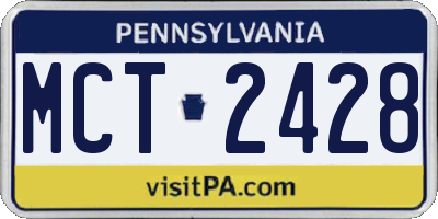 PA license plate MCT2428