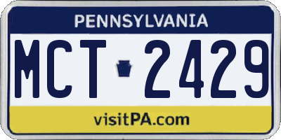 PA license plate MCT2429