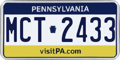 PA license plate MCT2433