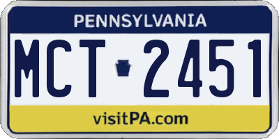 PA license plate MCT2451