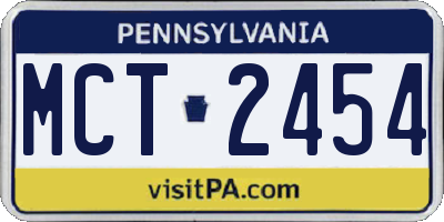 PA license plate MCT2454
