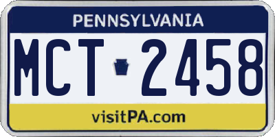 PA license plate MCT2458