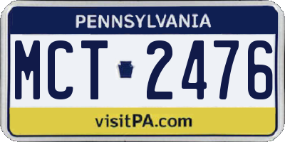 PA license plate MCT2476