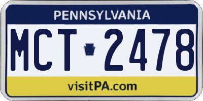 PA license plate MCT2478