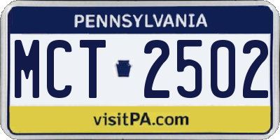 PA license plate MCT2502