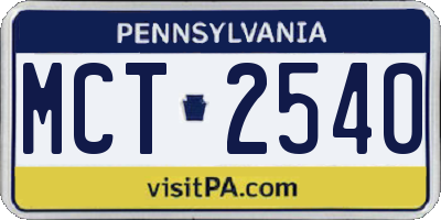 PA license plate MCT2540