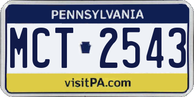 PA license plate MCT2543