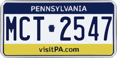 PA license plate MCT2547