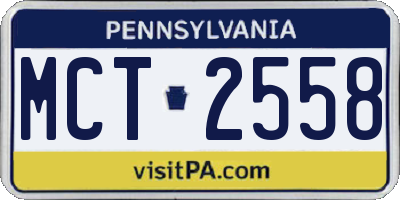 PA license plate MCT2558