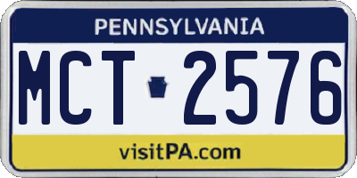 PA license plate MCT2576