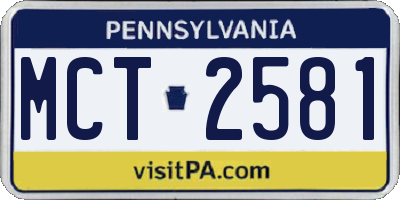 PA license plate MCT2581