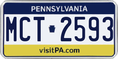 PA license plate MCT2593