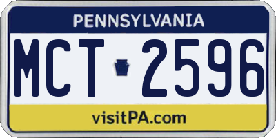 PA license plate MCT2596