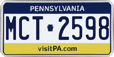 PA license plate MCT2598
