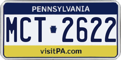PA license plate MCT2622
