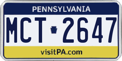 PA license plate MCT2647