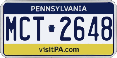 PA license plate MCT2648