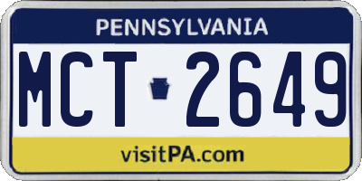 PA license plate MCT2649