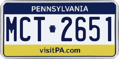 PA license plate MCT2651
