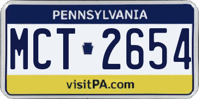 PA license plate MCT2654