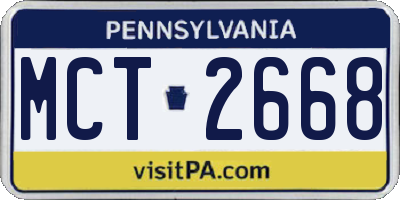 PA license plate MCT2668