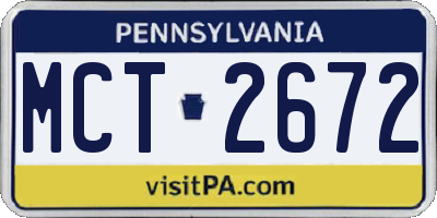 PA license plate MCT2672