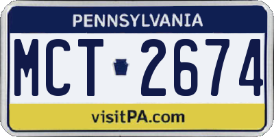 PA license plate MCT2674