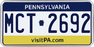 PA license plate MCT2692