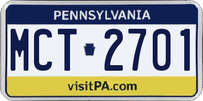 PA license plate MCT2701
