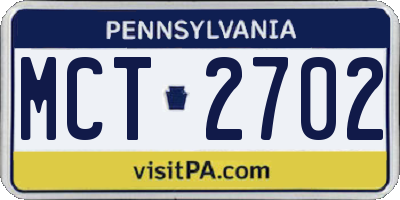 PA license plate MCT2702